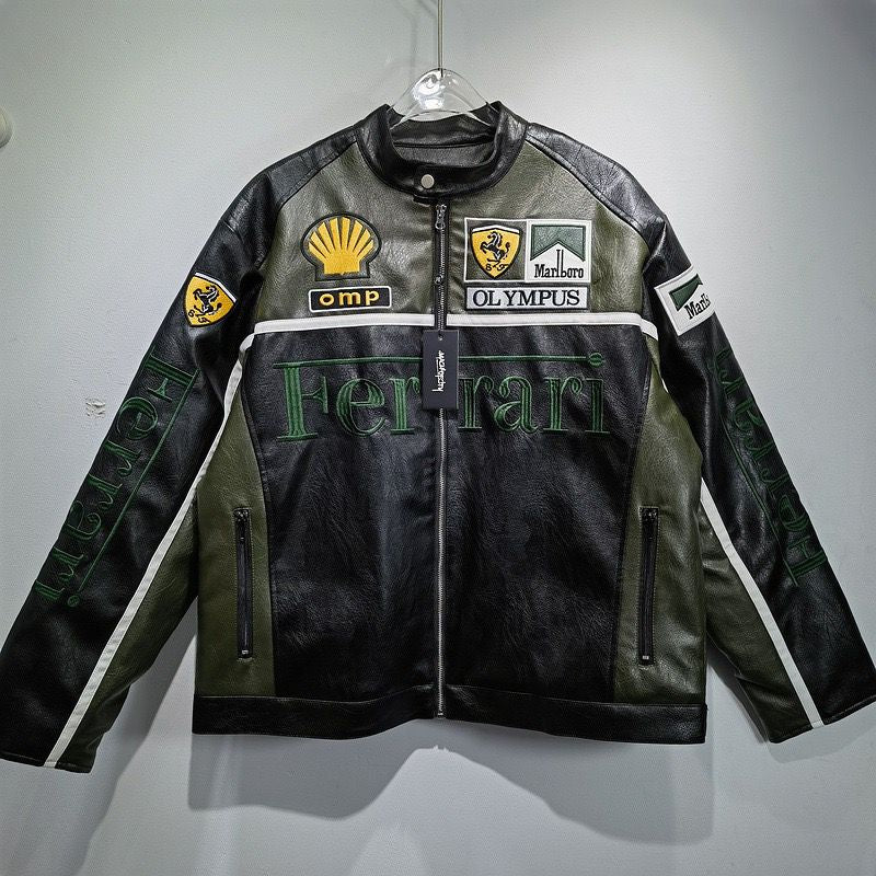 Ferrari green&black- Formula 1 Leather Jacket