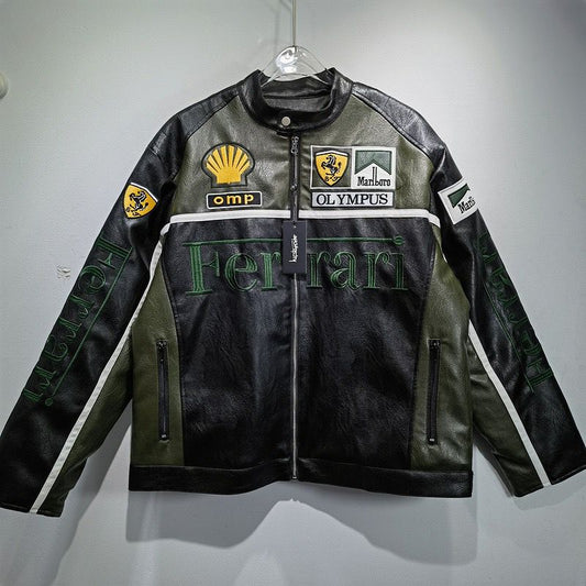 Ferrari green&black- Formula 1 Leather Jacket